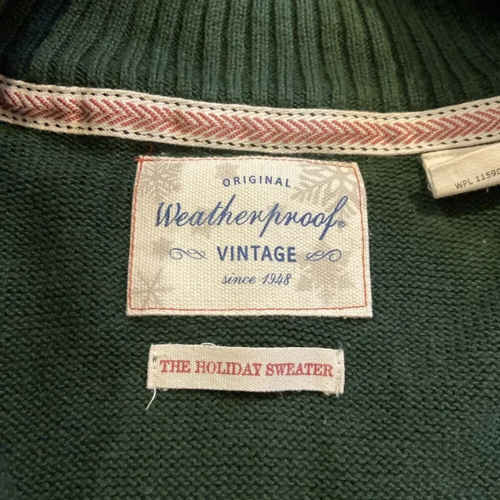 Weatherproof Vintage The Holiday Sweater Mens XL Cotton Nordic 1/4 Zip Pullover